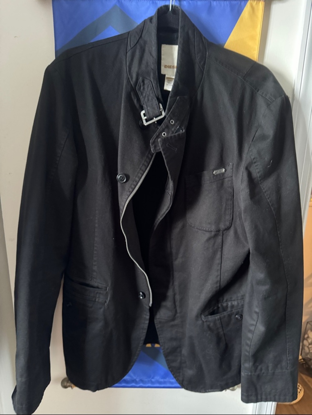 Diesel Black Lightweight Zip & Snap Jacket